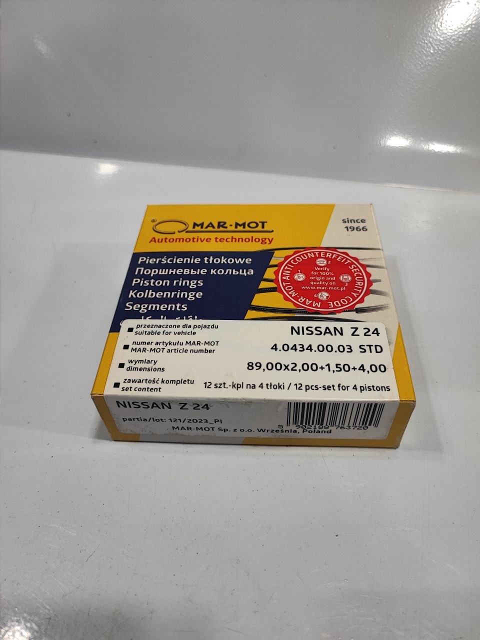 رینگ پیستون مارموت MARMOT لهستان سایز استاندارد اصلی مناسب برای نیسان وانت